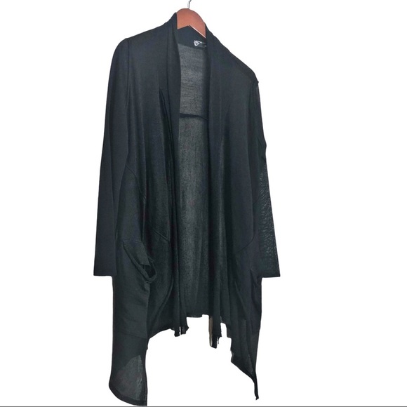 Whimsigoth Black Sheer Cascade Front Long Sleeve Cardigan - Picture 2 of 10